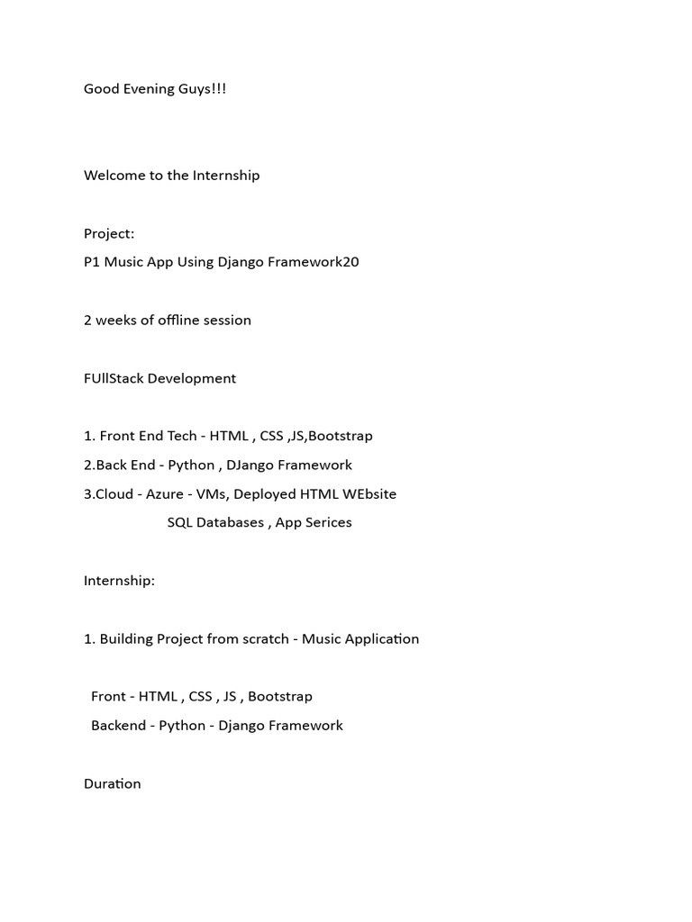 Music App Development Internship Guide | PDF