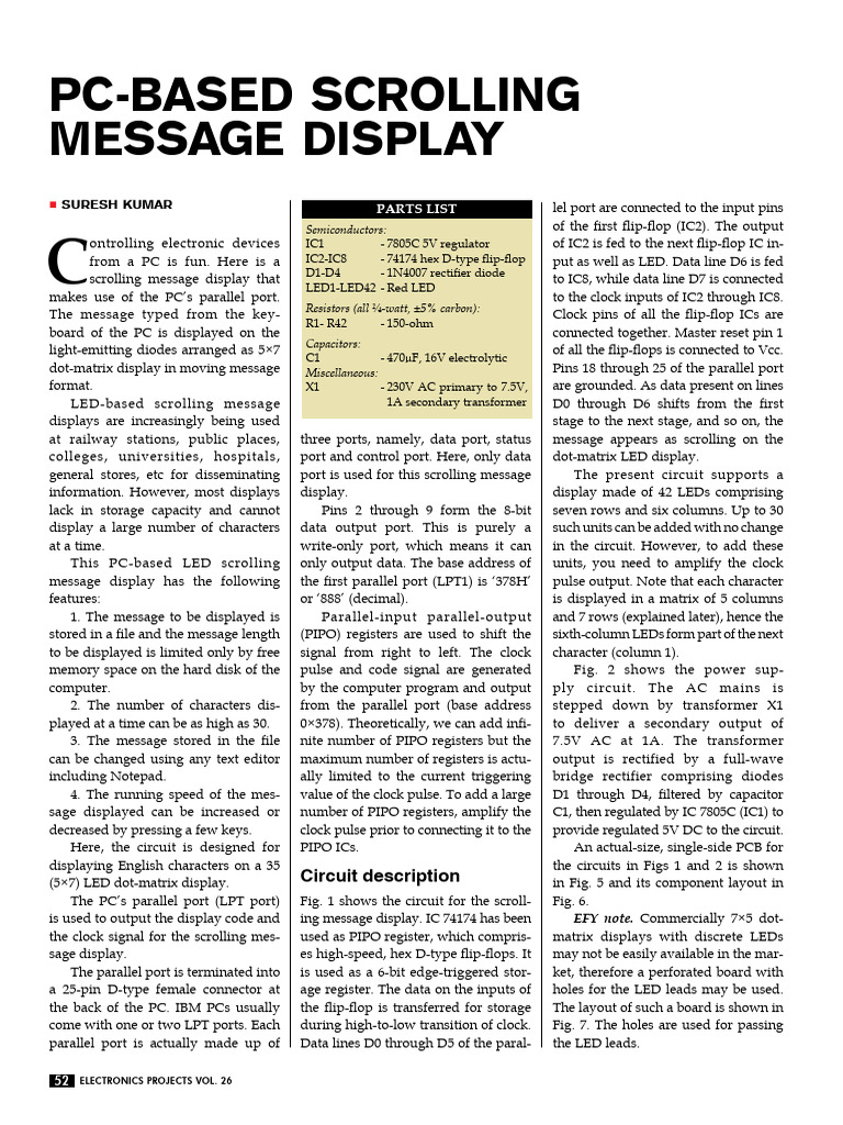 PC-Based LED Scrolling Display Guide | PDF | Rectifier | Light Emitting ...