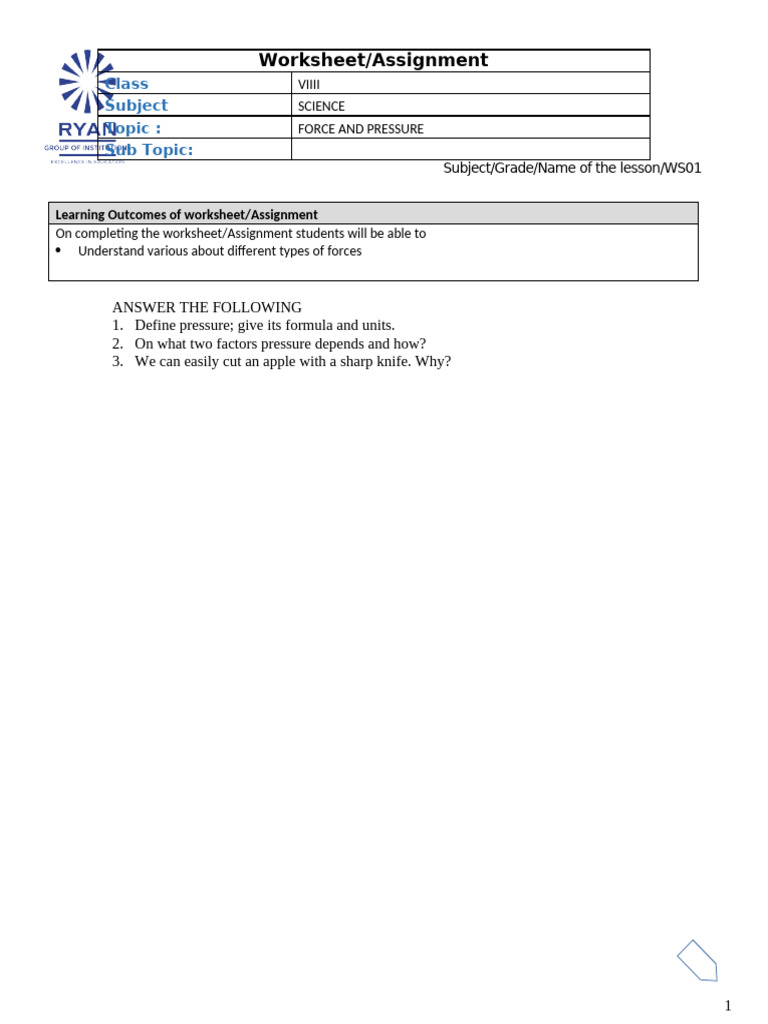 Force Sheet 3 6.05.25 | PDF