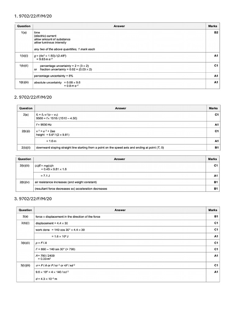 Paper 2 - Theory - Practice Paper - 22FM20 - 21ON19 MS | PDF
