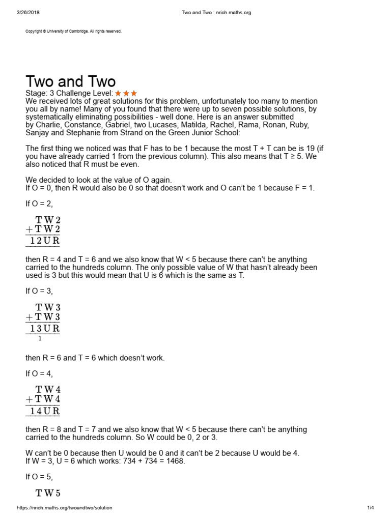 Two and Two | PDF