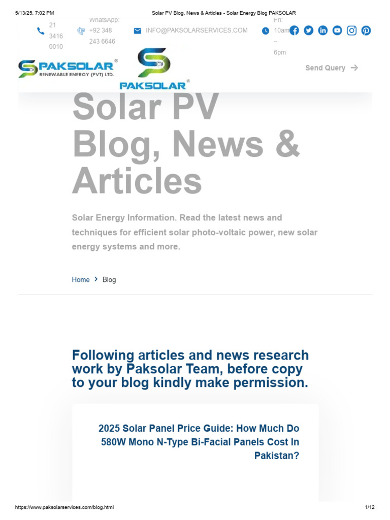 Solar PV Blog, News & Articles - Solar Energy Blog PAKSOLAR | PDF ...