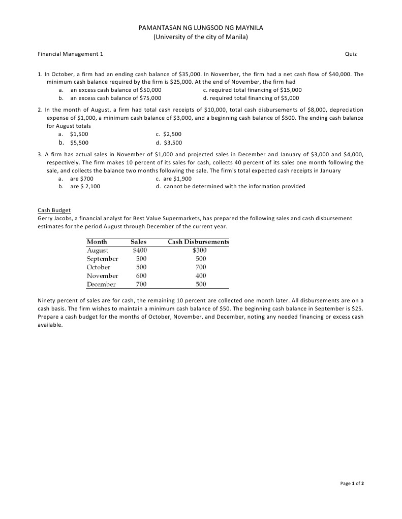 Quiz 021612 Business Economics Financial Economics
