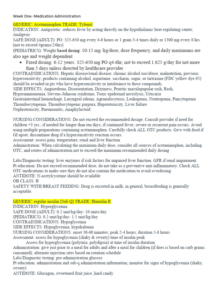 Week One Drug Cards | PDF | Medical Specialties | Clinical Medicine