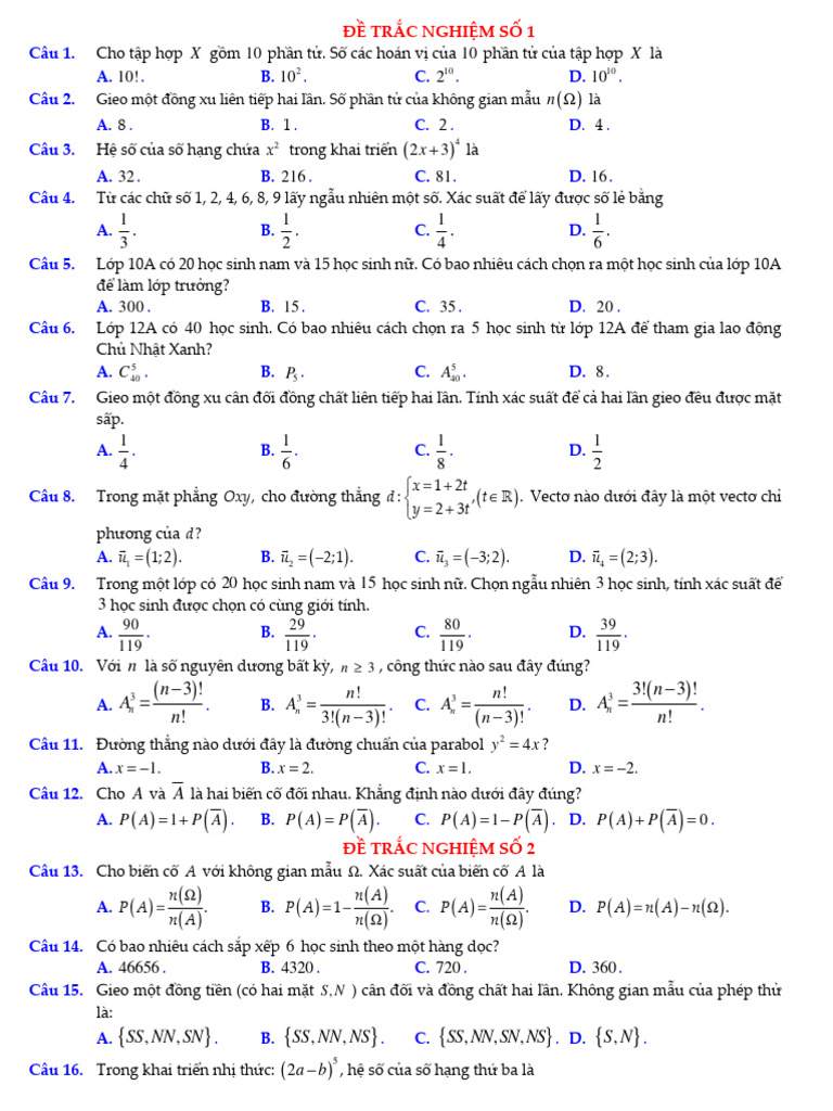 De Trac Nghiem 10 | PDF