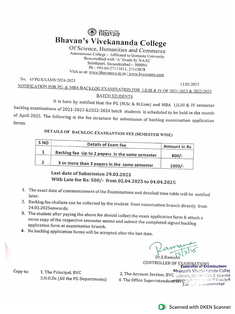 PG and MBA 21-23 and 22-24 Passed Out Batch Backlog Notification Apr-25 ...