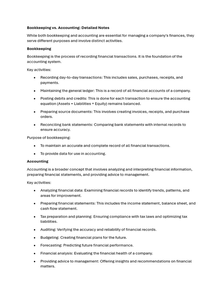 Bookkeeping vs. Accounting Explained | PDF | Bookkeeping | Business