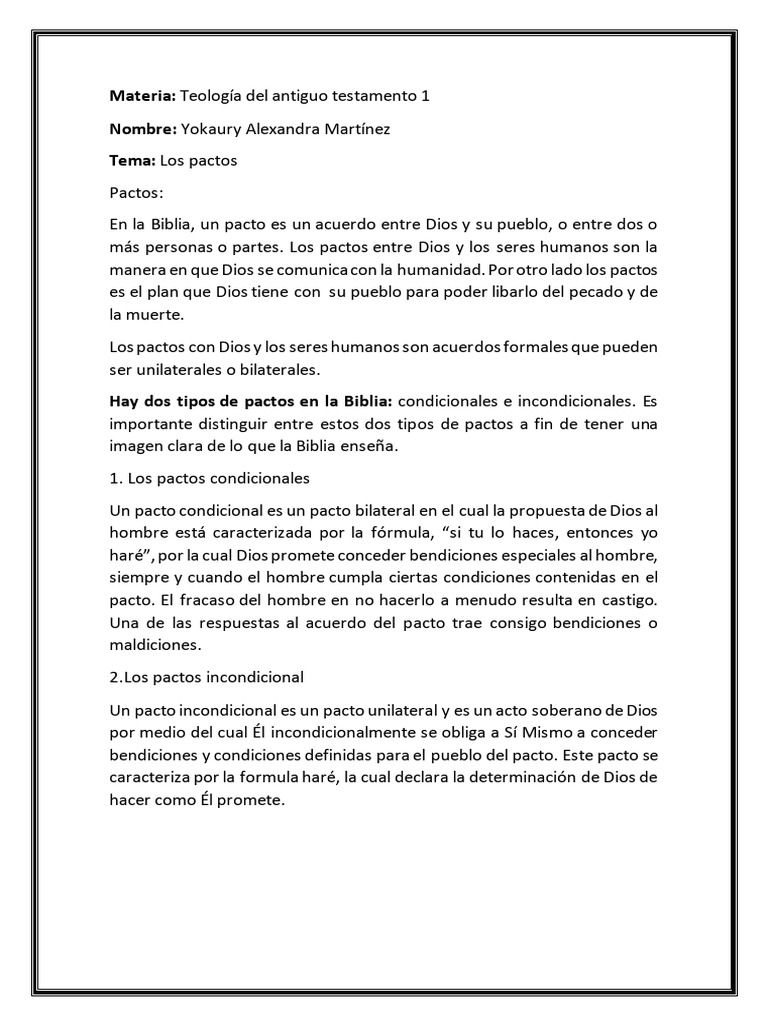 Tipos de Pactos en la Biblia | PDF | Pacto (bíblico) | Libro del Génesis
