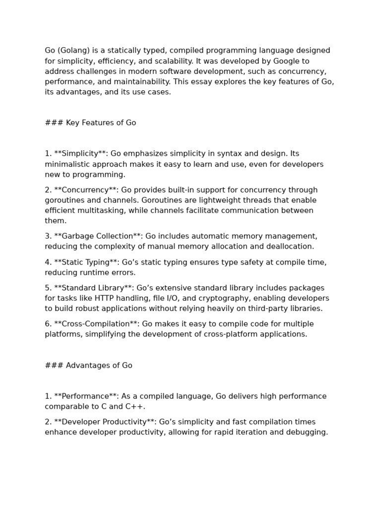Key Features and Benefits of Go Language | PDF | Operating System ...