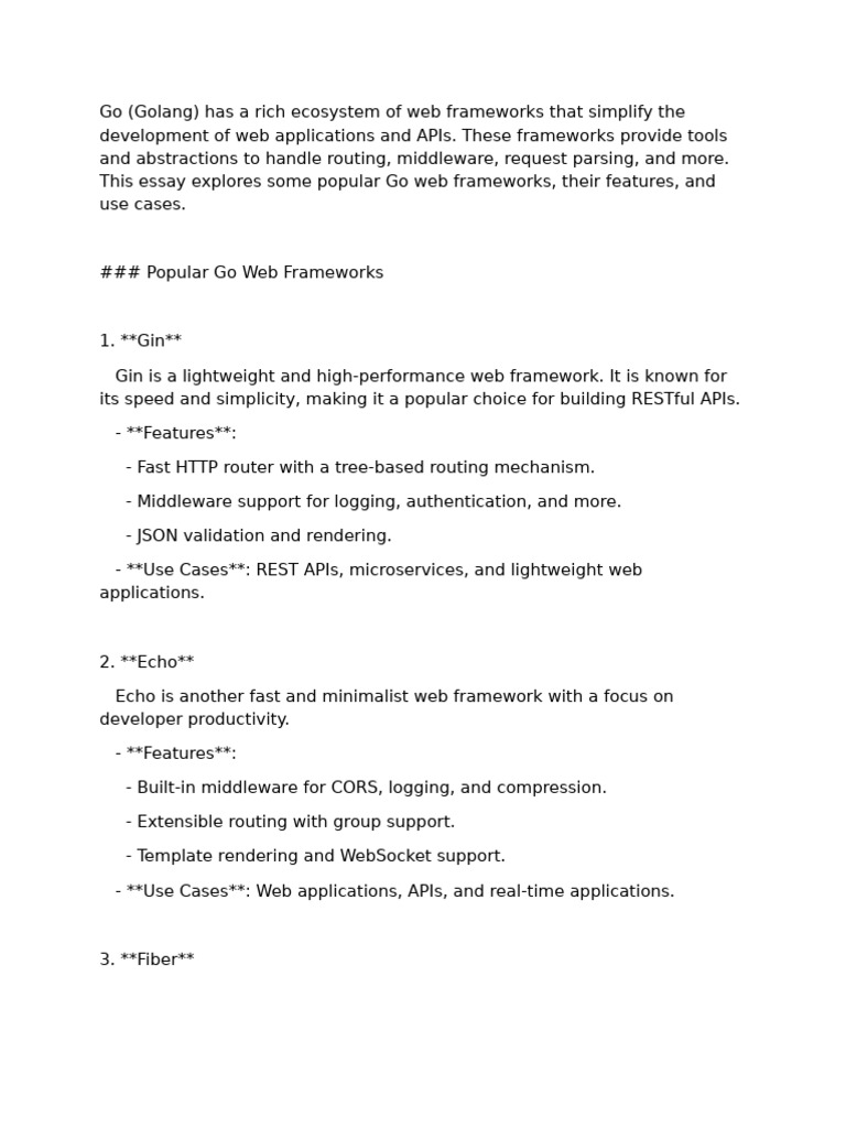 Go Web Frameworks Overview 2023 | PDF | Computing | Software Engineering