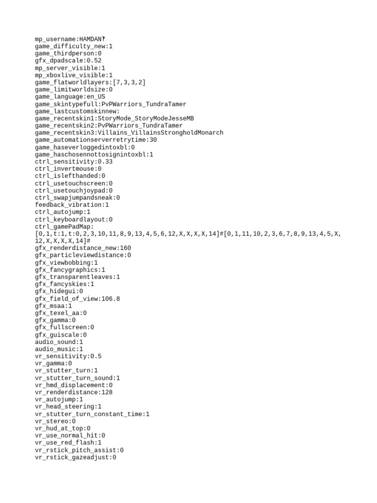 Minecraft Game Configuration Settings | PDF