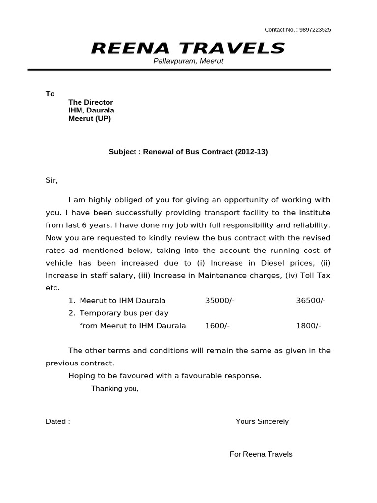 Bus Contract Renewal and Quotations | PDF | Bus | Land Transport