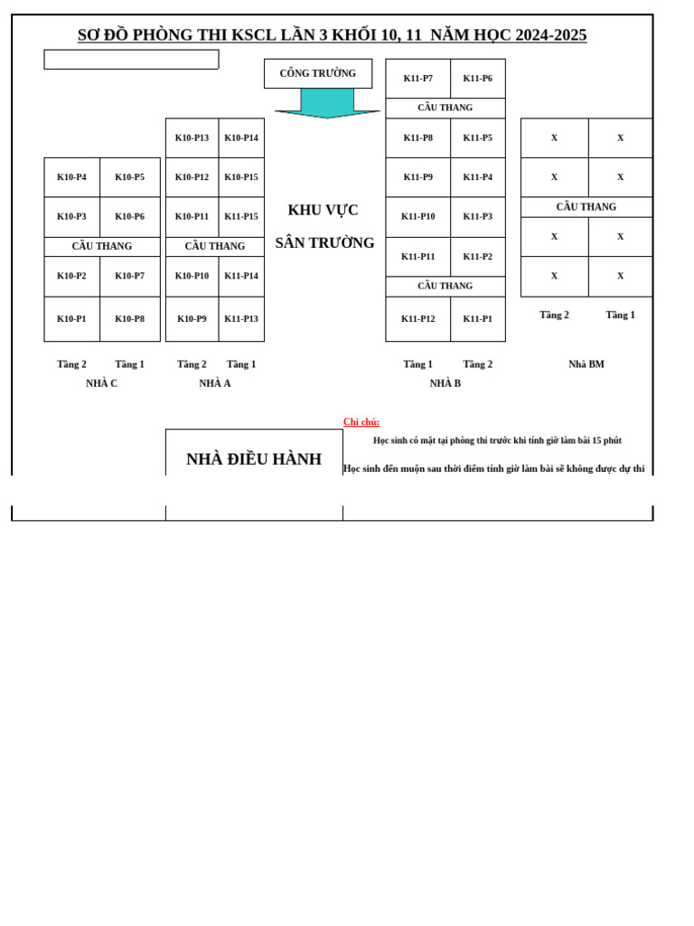 Sodo Phong Thi KSCL Lan 3 Khoi 10,11 Nam 2024-2025 | PDF