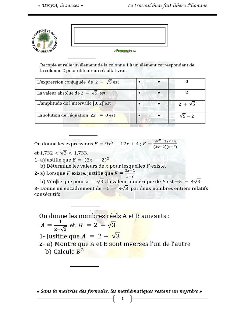 Sujets de Maths BEPC 2025 | PDF