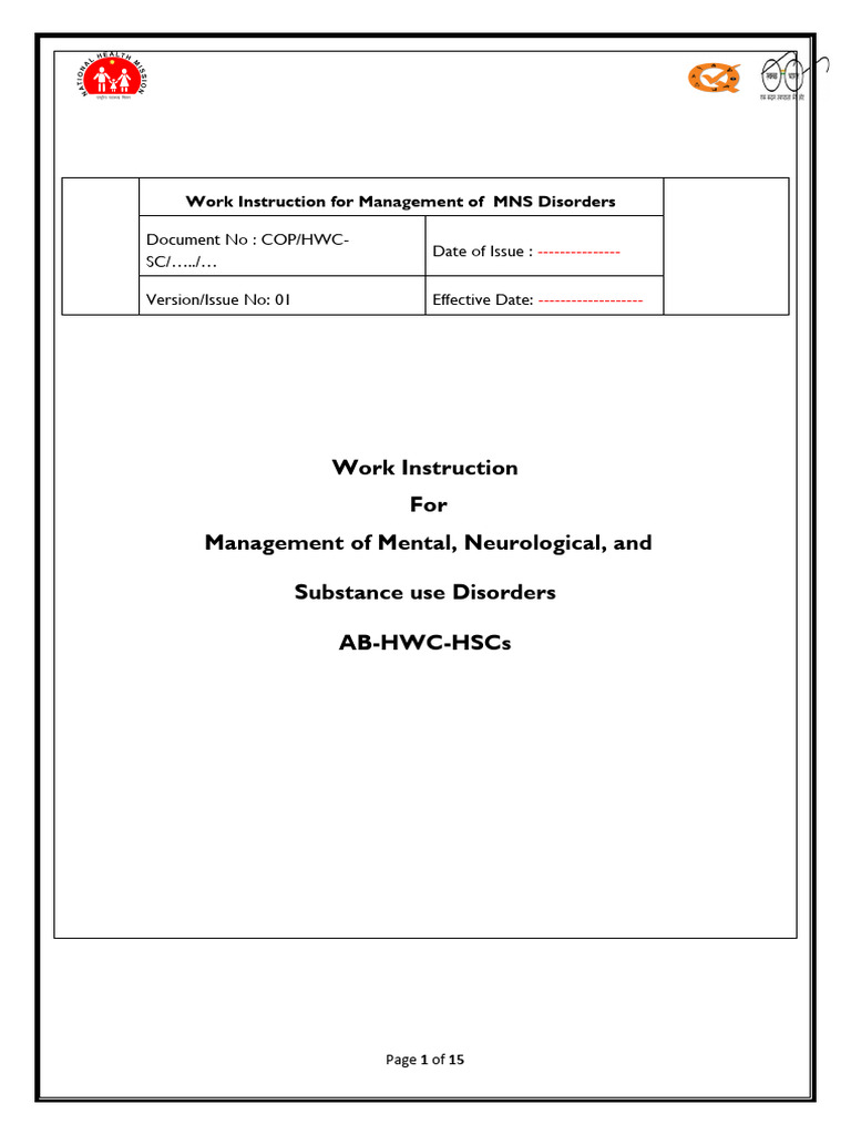 MNS Disorder Management Guidelines MP | PDF | Mental Disorder ...