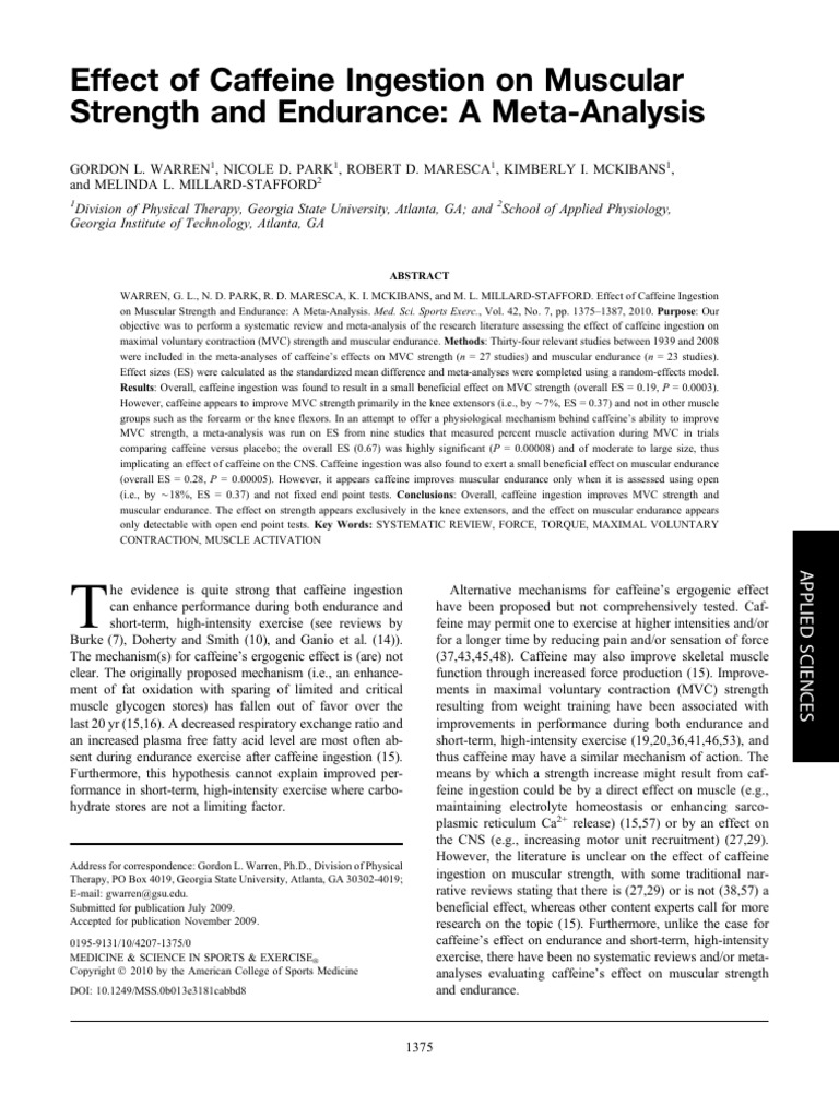 Effect of Caffeine Ingestion On Muscular Strength.19 | PDF | Skeletal ...