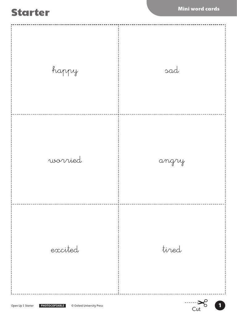 Mini Word Cards for Open Up 1 | PDF