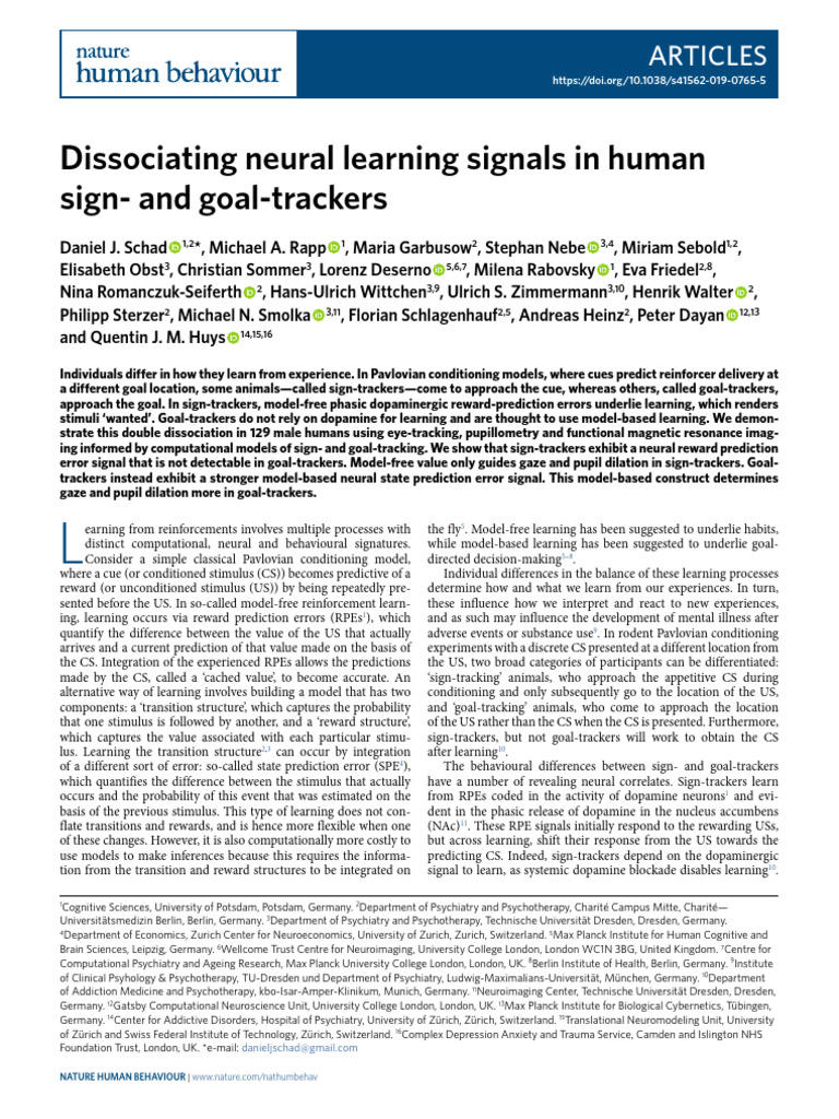 Goal vs Sign Tr Cakers | PDF | Classical Conditioning | Reward System