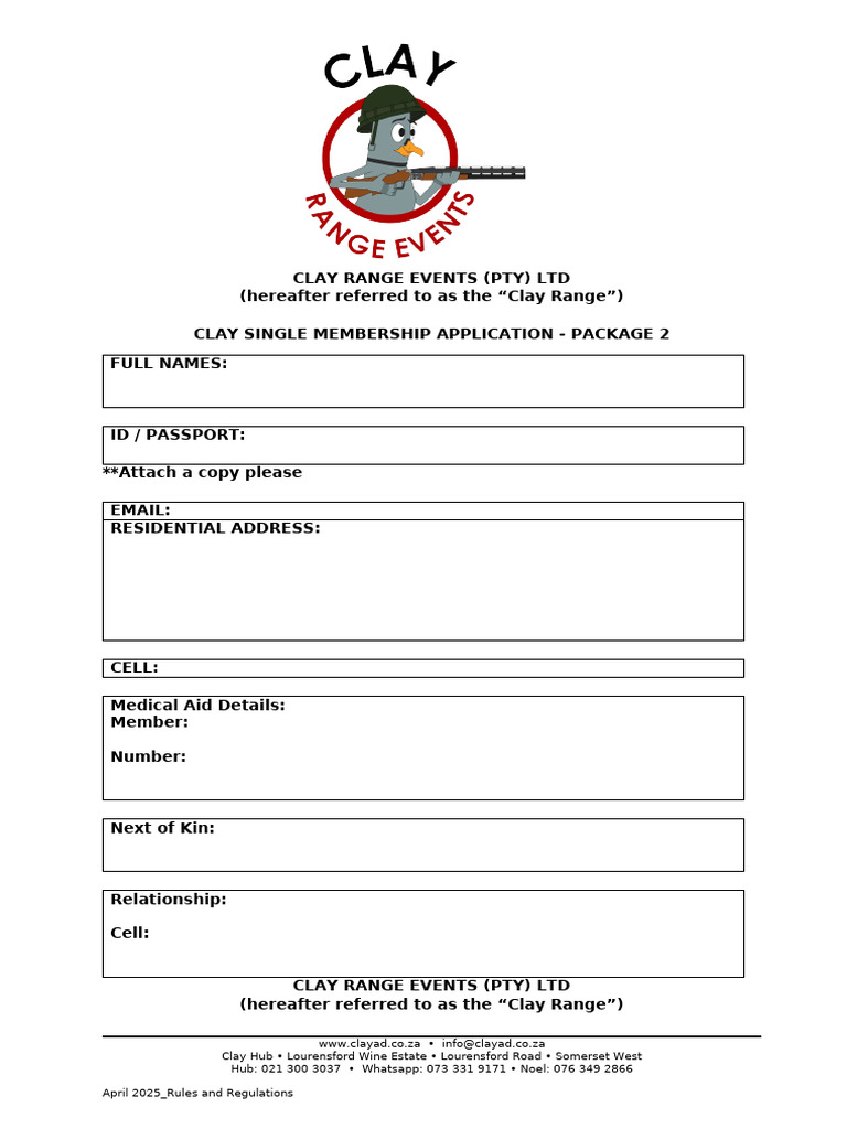 Range Membership Single Package 2 - April 2025 | PDF | Indemnity ...