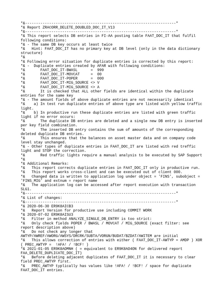 Delete Duplicate FAAT_DOC_IT Entries | PDF | Parameter (Computer ...