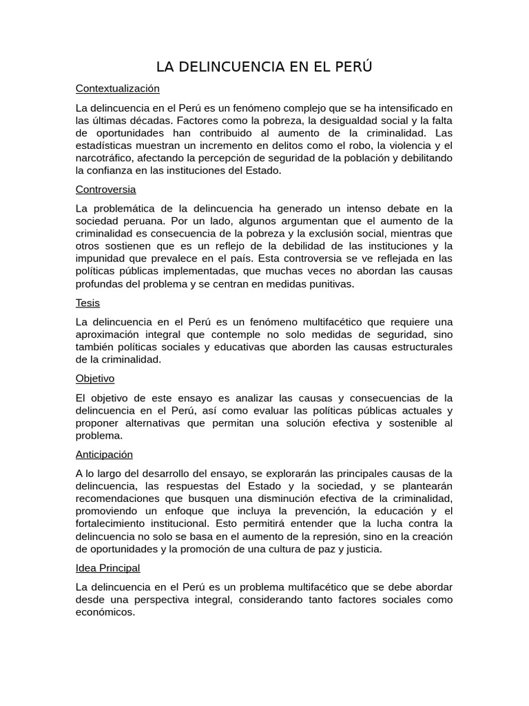 Guia LA DELINCUENCIA EN EL PERÚ | PDF | Pobreza | Pobreza e indigencia