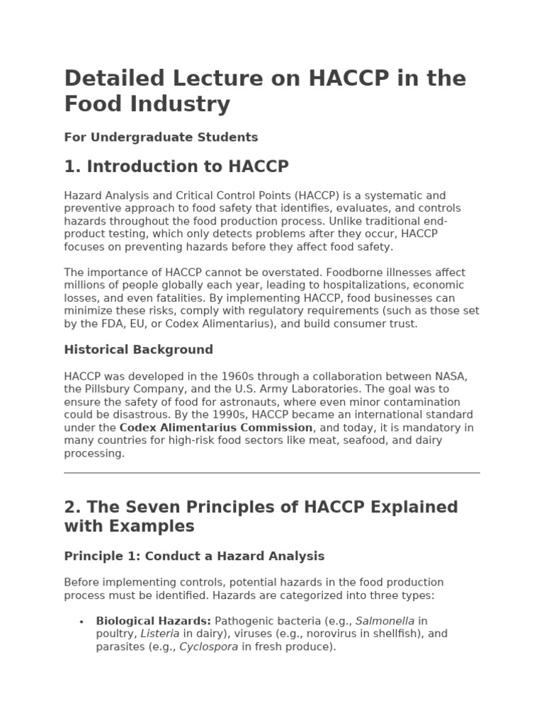 HACCP Principles for Food Safety | PDF | Hazard Analysis And Critical ...