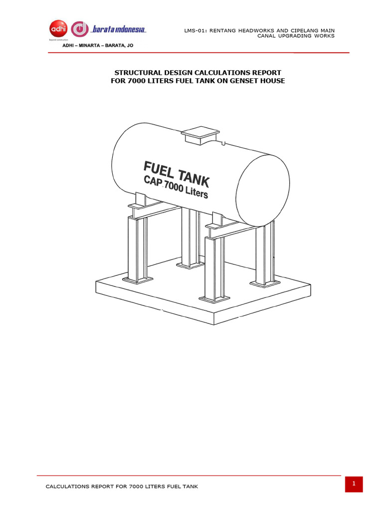 Structural Calculation Fuel Tank 7000 L | PDF | Structural Load | Wound