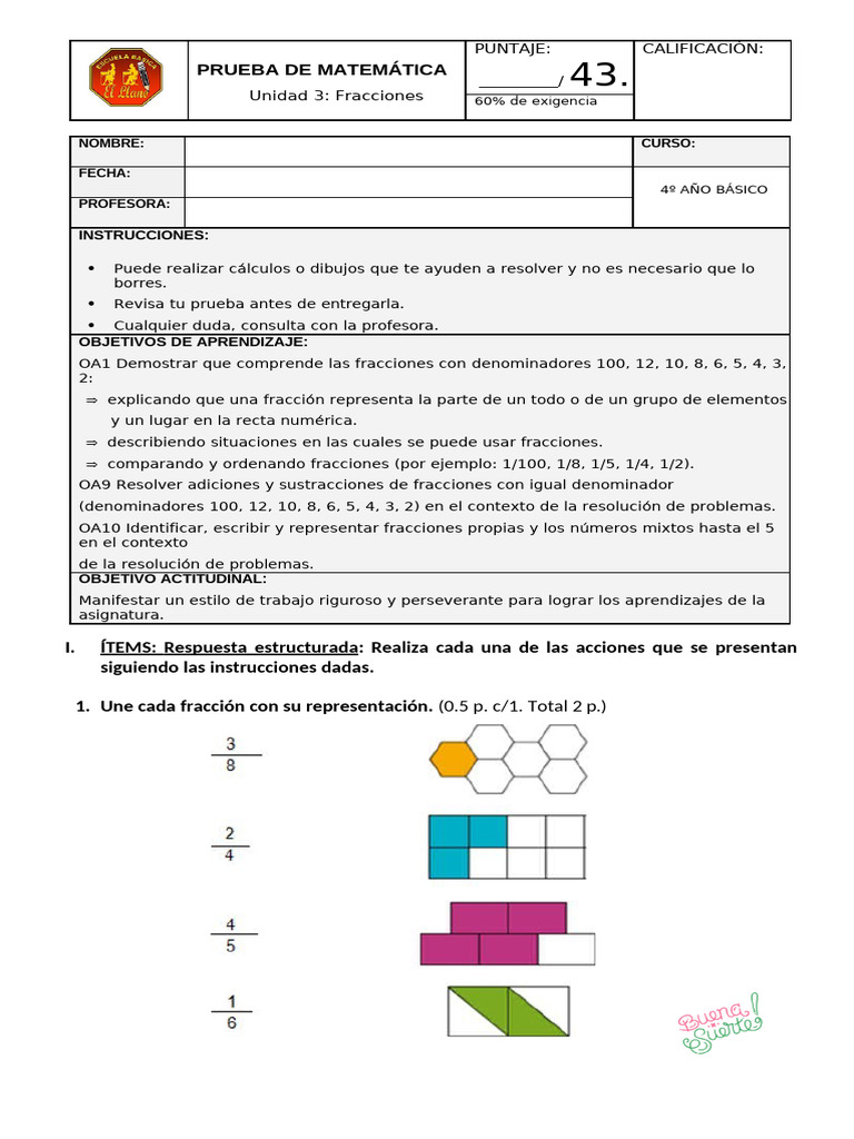 Actividades para resolver fracciones | PDF | Matemáticas | Aprendizaje