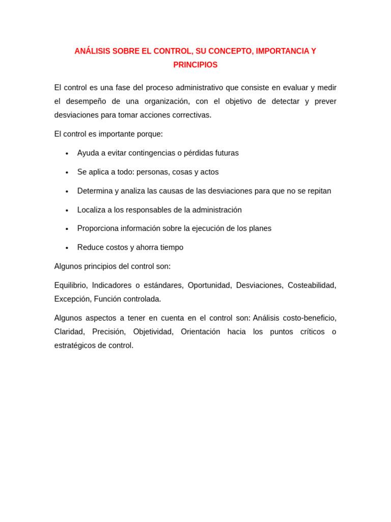Análisis Sobre El Control | PDF