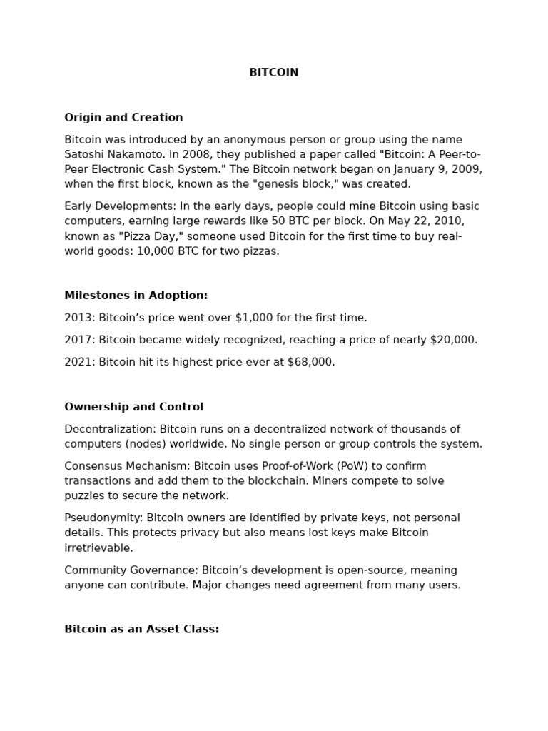 Bitcoin: Origins, Adoption, and Future | PDF | Bitcoin | Cryptocurrency