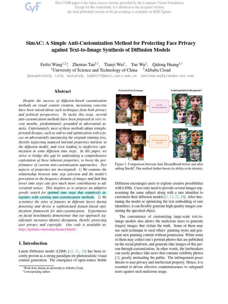 Simac - A Simple Anti-Customization Method For Protecting Face Privacy ...