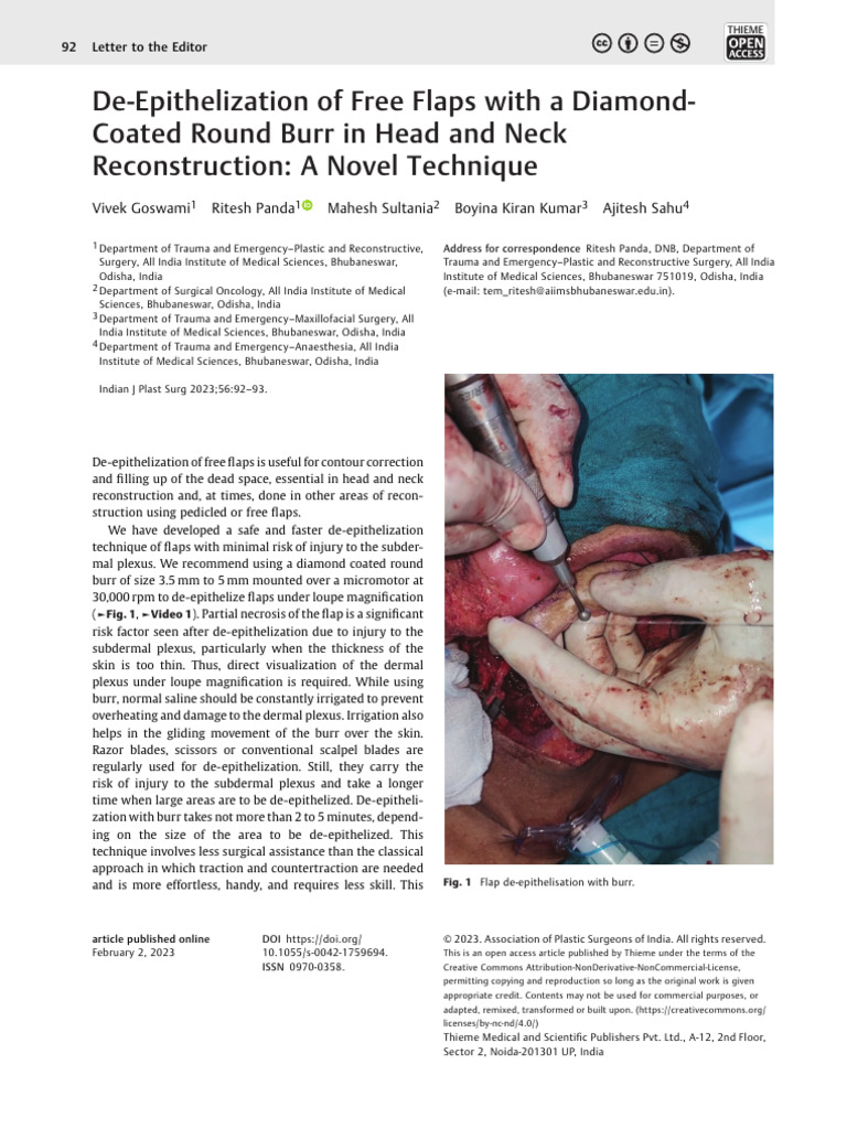 De-Epithelization_of_Free_Flaps_with_a_Diamond-Coa | PDF | Plastic ...