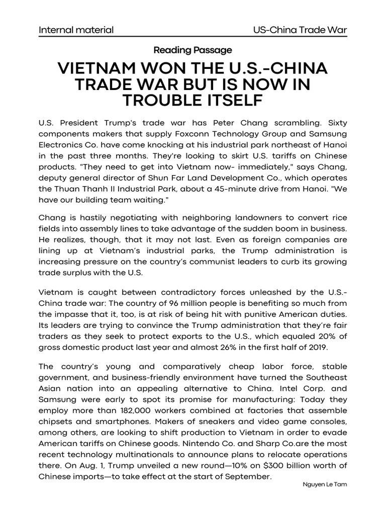 Vietnam Won The U.s.-China Trade War But Is Now in Trouble Itself | PDF ...