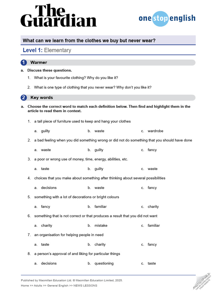 Clothes We Wear - B1 News Lesson | PDF | Fashion | Clothing