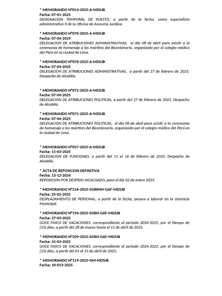 Designaciones y Delegaciones Administrativas | PDF