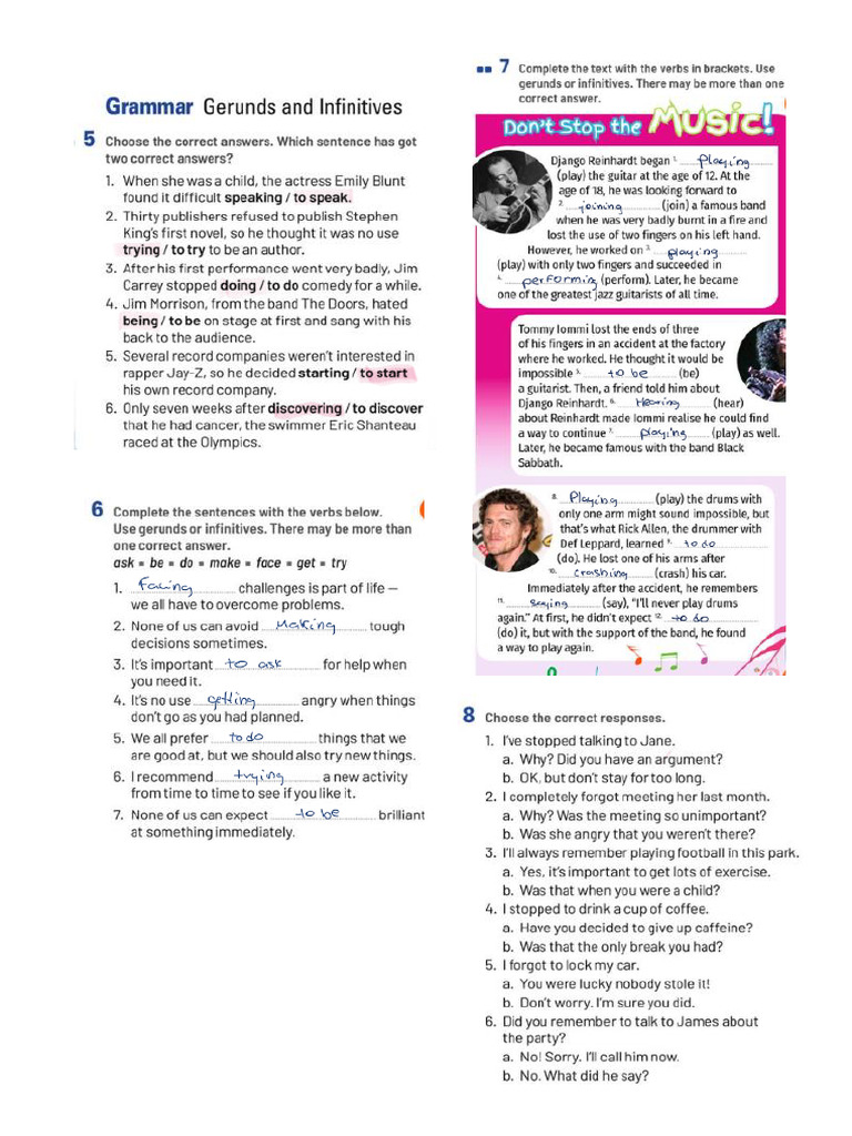 Gerunds and Infinitives - Workbook | PDF