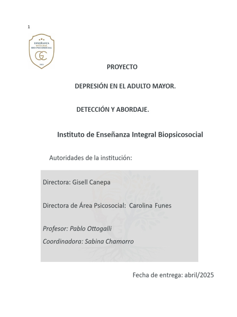 Depresión en Adultos Mayores: Abordaje | PDF | Trastorno depresivo ...