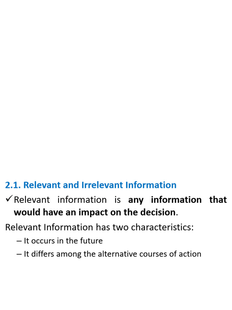 Relevant vs. Irrelevant Costs in Decisions | PDF | Opportunity Cost ...