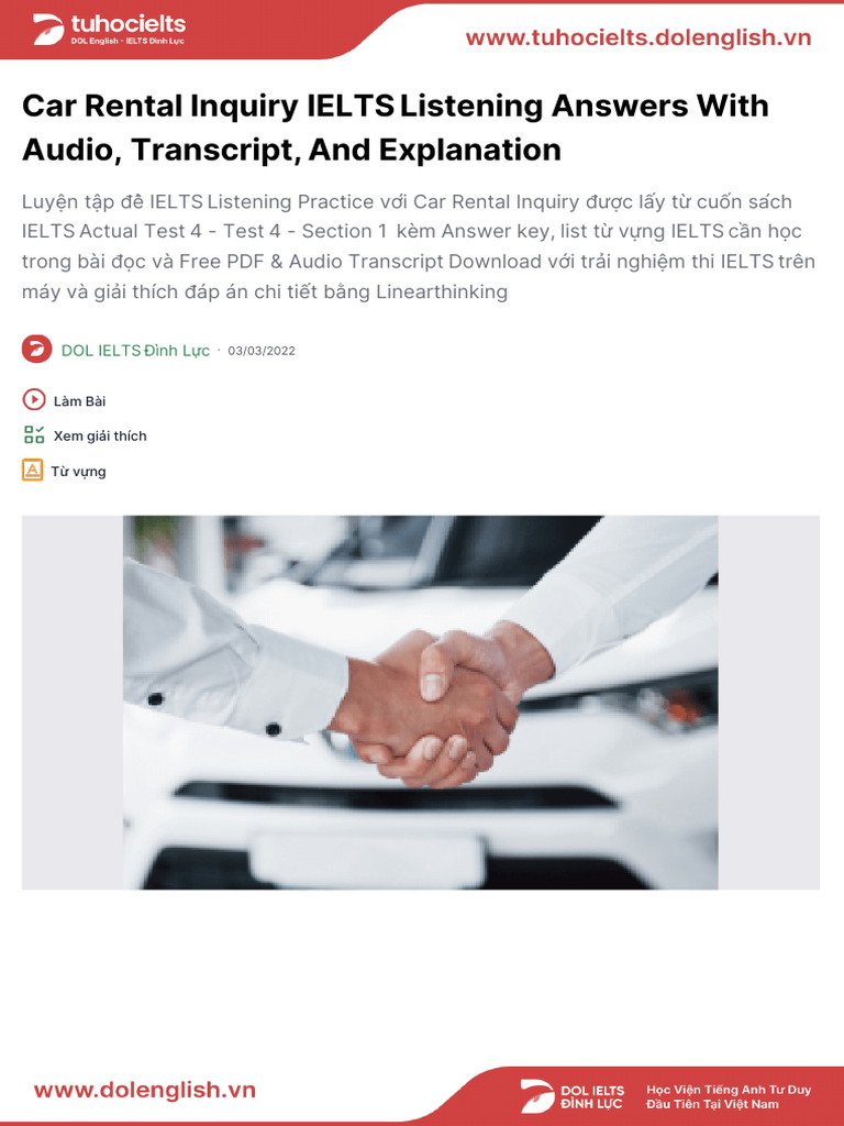 IELTS Car Rental Inquiry Practice | PDF | Vehicles