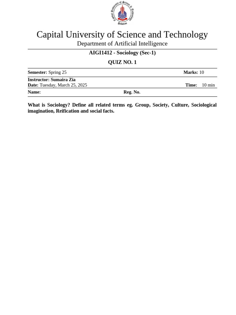 Quiz No. 1 | PDF