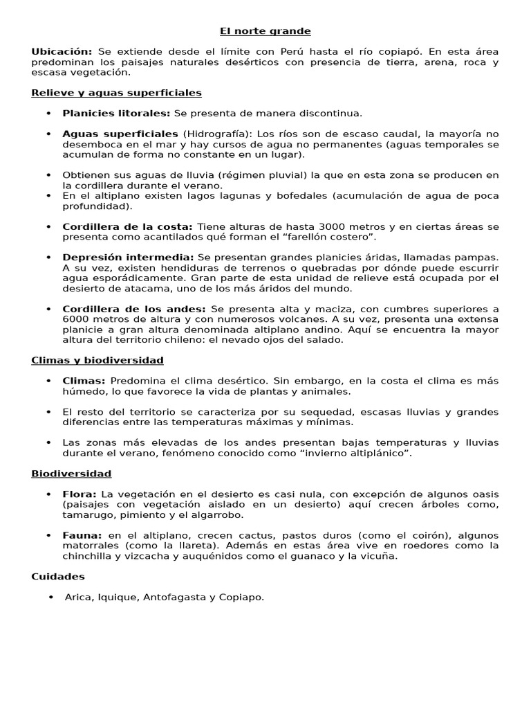 Zonas Naturales de Chile: Descripción y Biodiversidad | PDF | Desierto ...