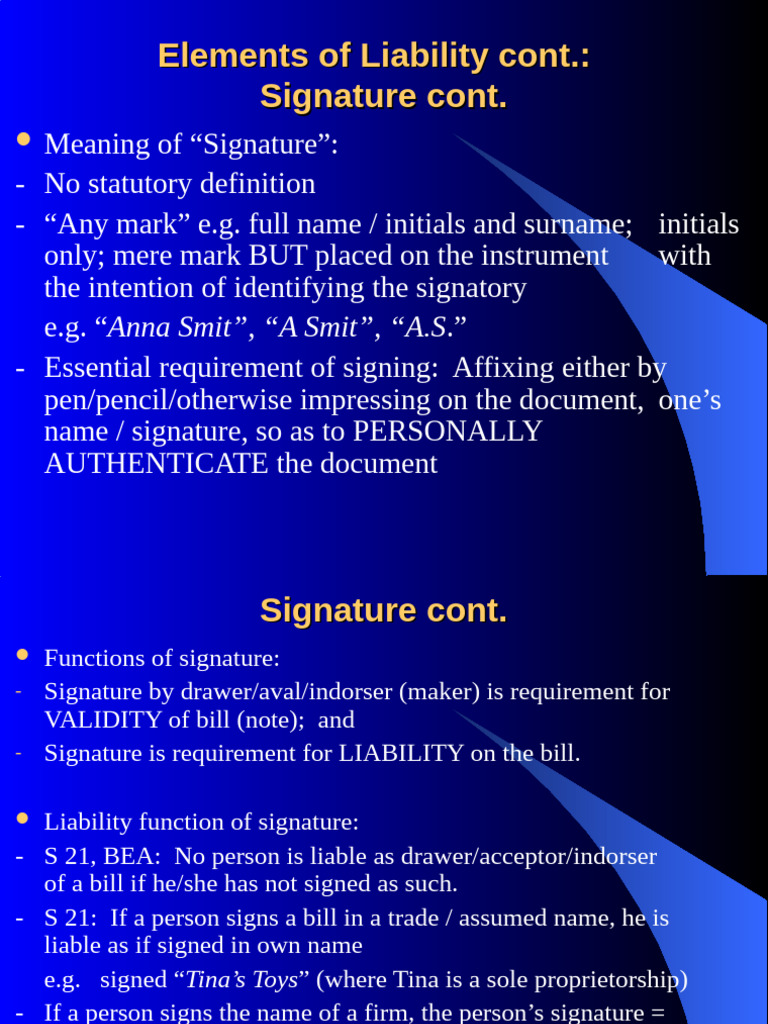 Understanding Signature Liability Elements | PDF | Legal Liability | Cheque