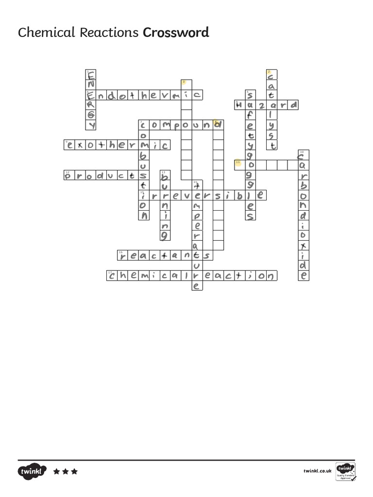 Chemical Reactions Crossword | PDF