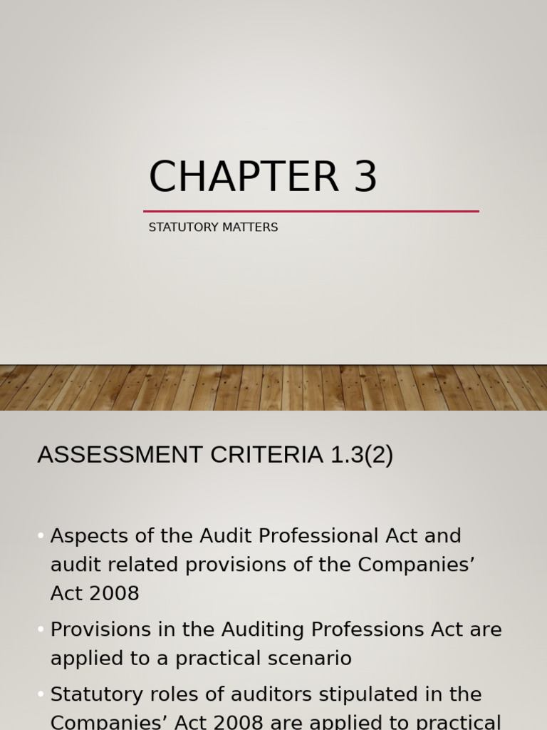 Chapter 3 - Statutory Matters | PDF | Audit | Fraud