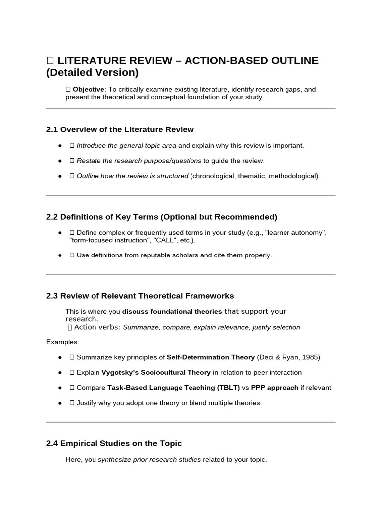 Literature Review Framework for Research | PDF | English As A Second Or ...