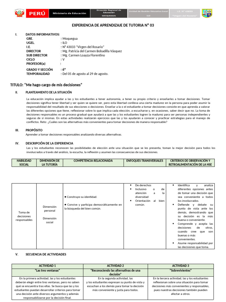 Edat N°3 - Tutoria - 2024 | PDF | Aprendizaje | Cognición