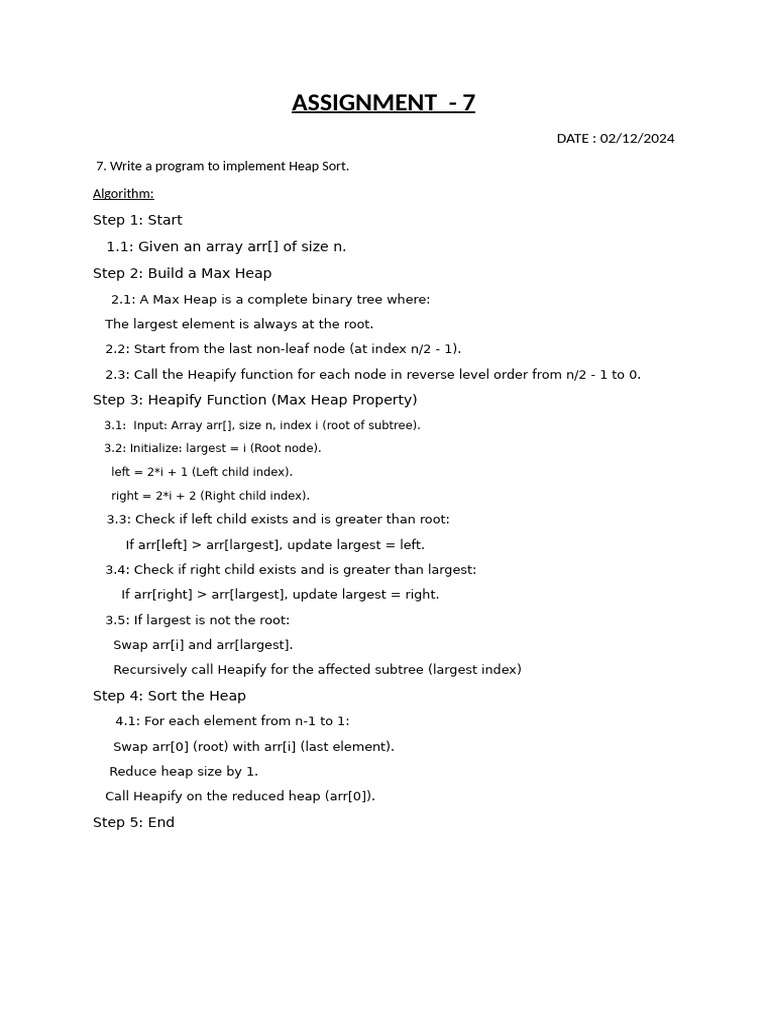 Heap Sort Implementation Guide | PDF