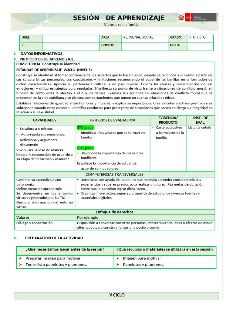 Valores en la Familia para Estudiantes | PDF | Aprendizaje | Comportamiento
