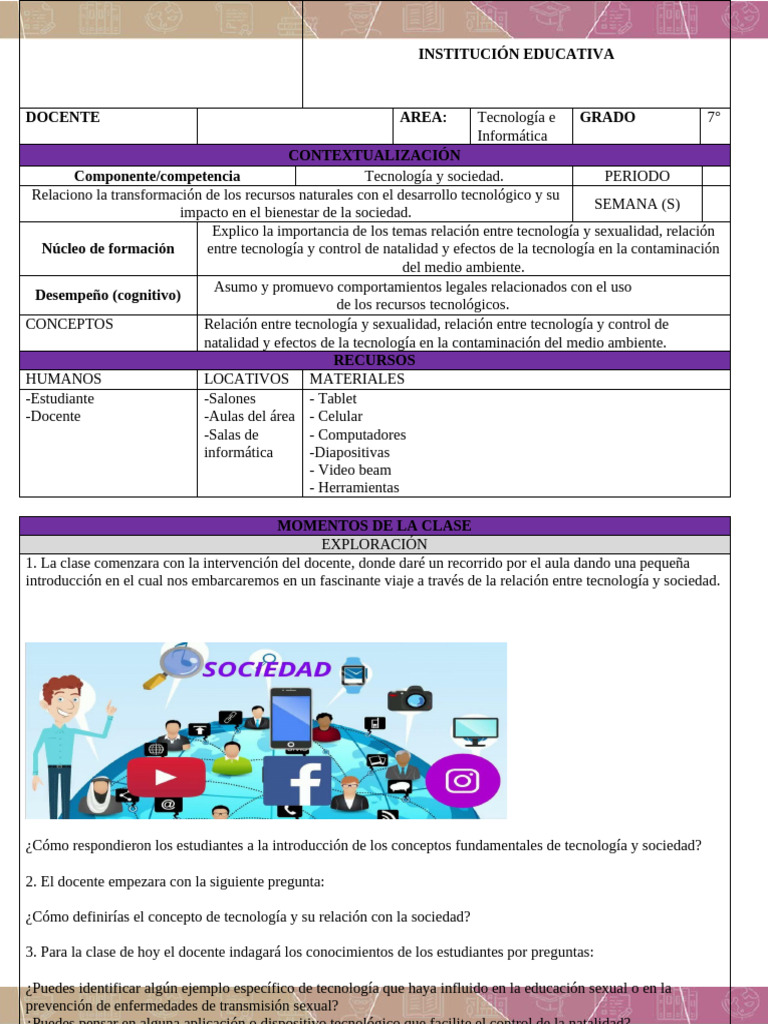 Tecnología Clase #3 Grado 7 | PDF | Maestros | Sociedad