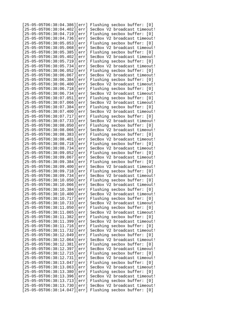 SecBox V2 Broadcast Timeout Errors | PDF
